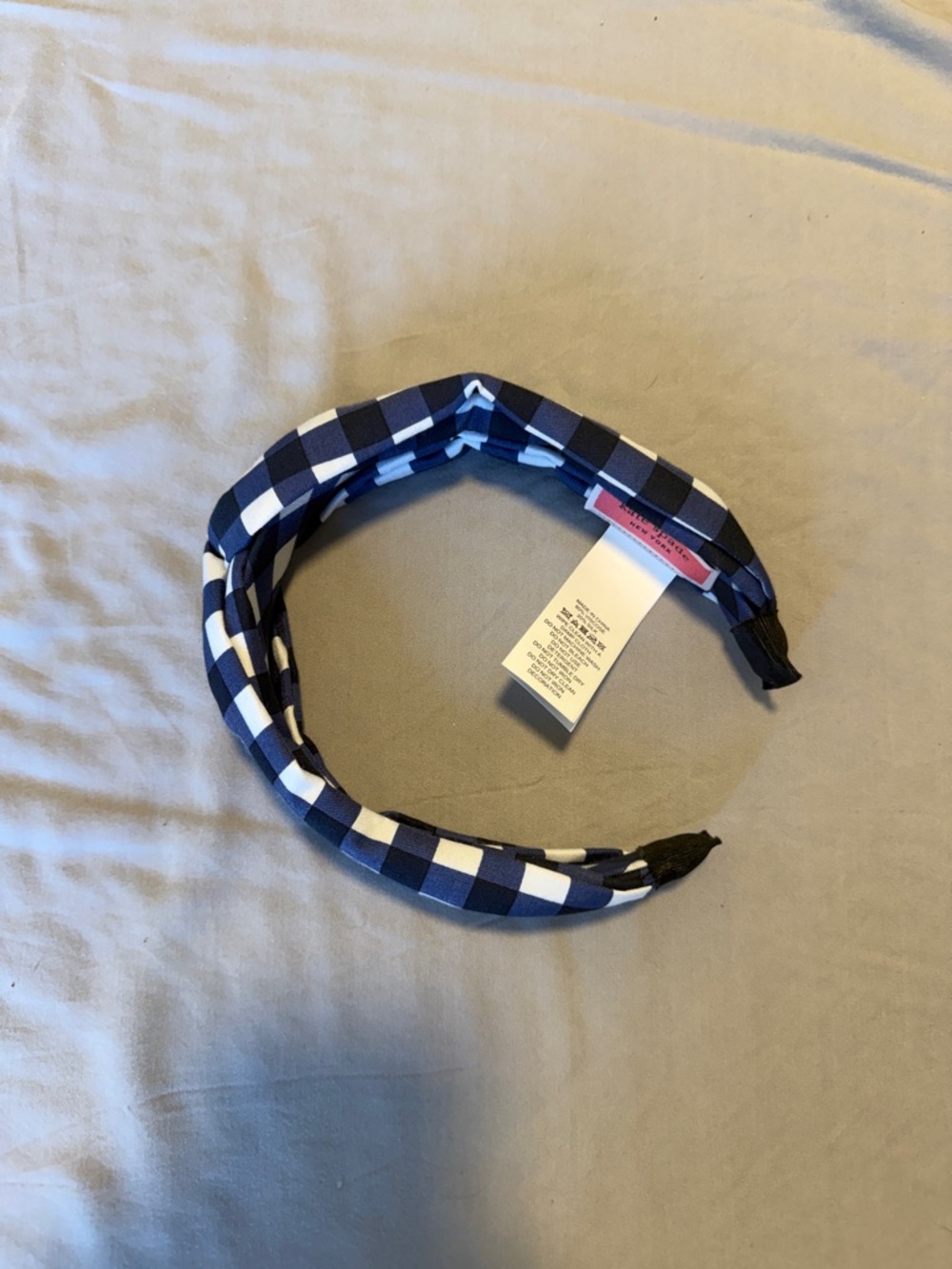 kate spade navy and white gingham padded headband